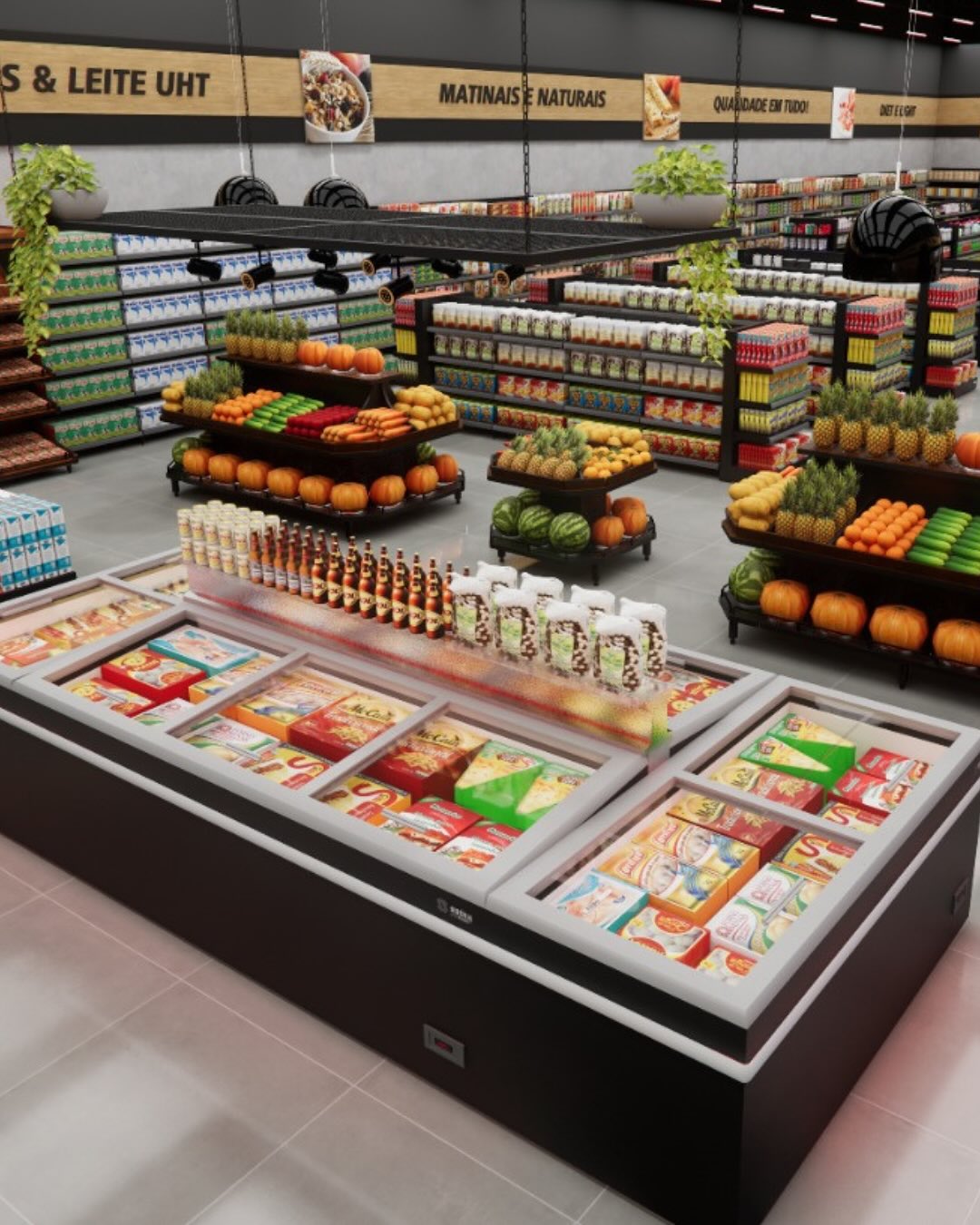 Projeto 3D de um supermercado desenvolvido pela Sibéria Projetos
